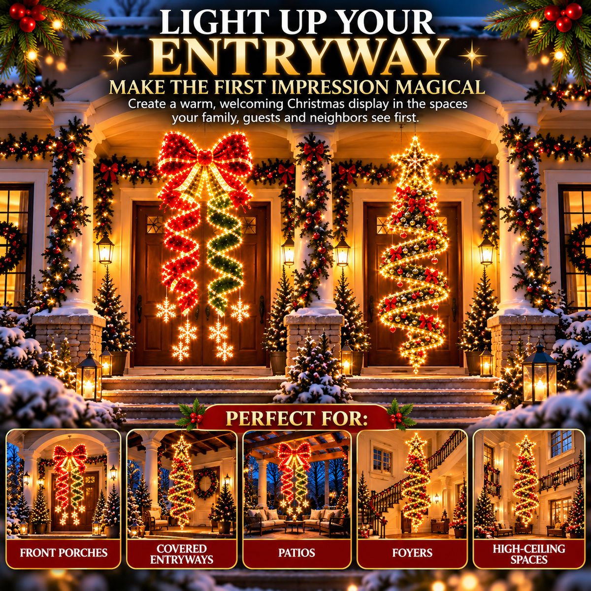 ๐โจGiant Lighted Christmas Bow Hanging Decoration