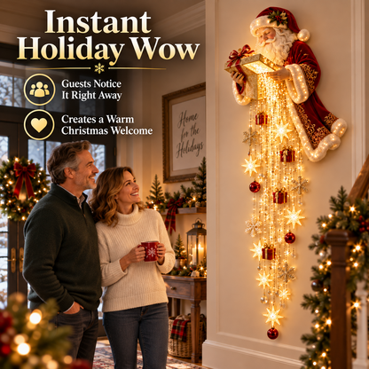 🎅 Santa’s Magical Gift Starfall Cascade | Lighted Christmas Wall Decor