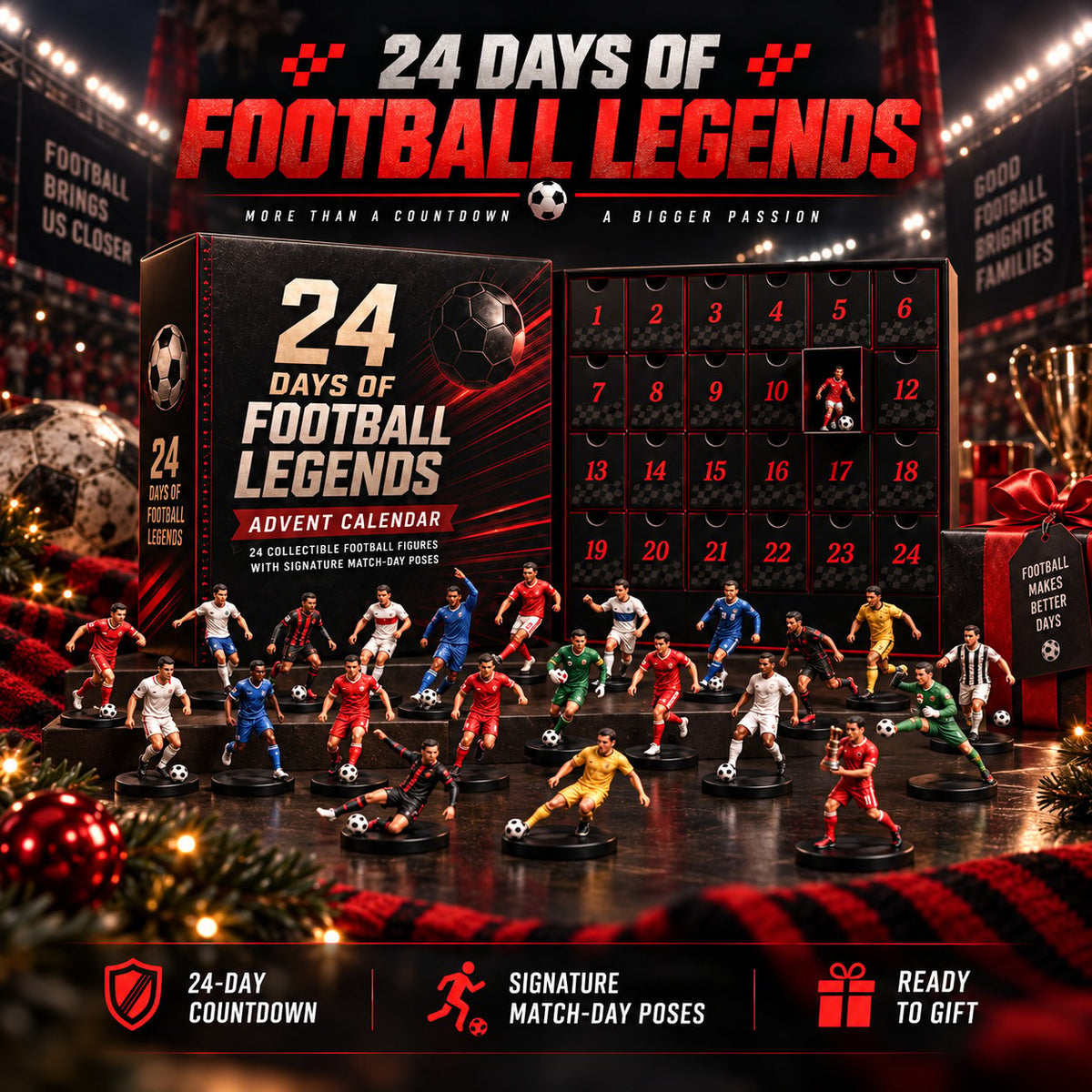 🎅50% Off Christmas Pre-Sale🔥 24 Days of Football Legends Advent Calendar | 24 Collectible Player Figures