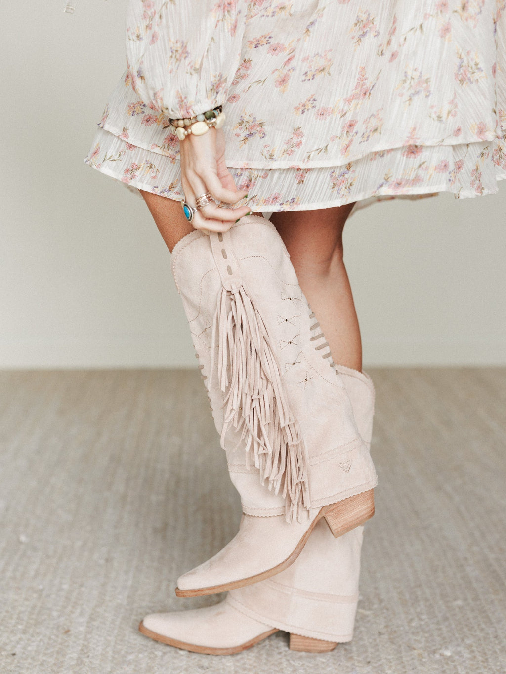 Bami Fringe Boot - Light Pink