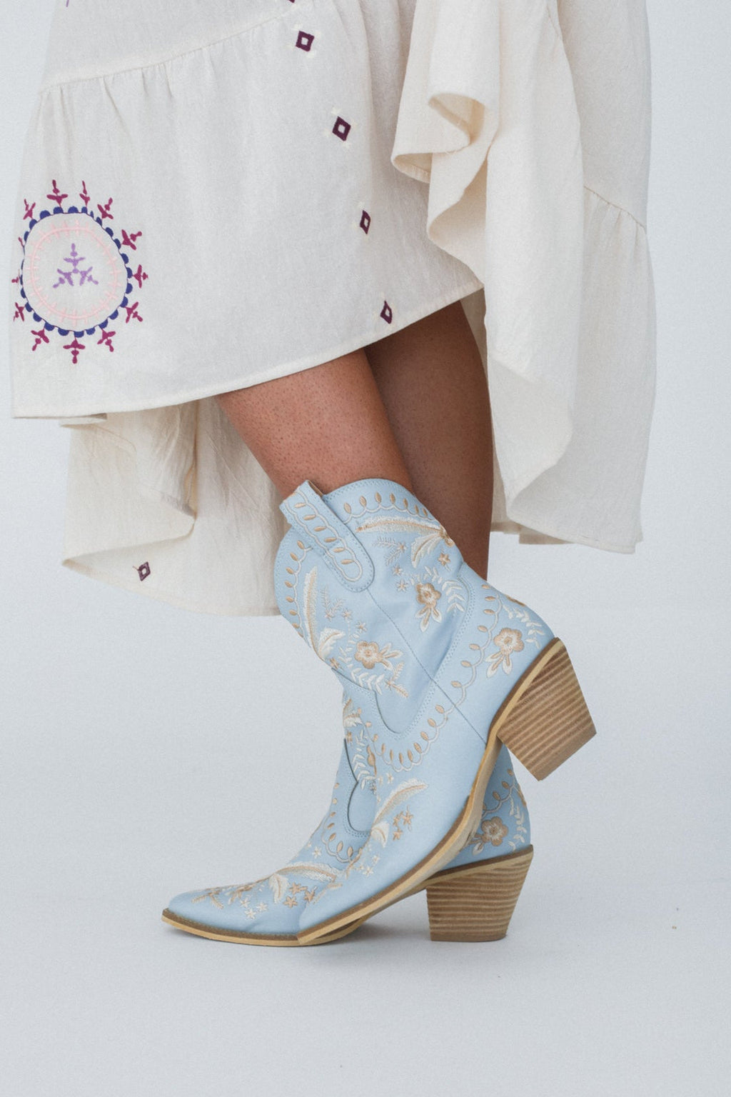 Dolly Embroidered Cowboy Boot - Blue