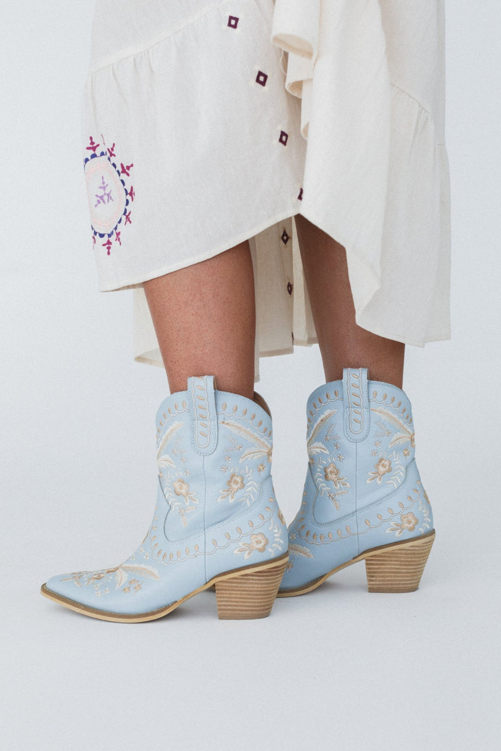 Dolly Embroidered Cowboy Boot - Blue