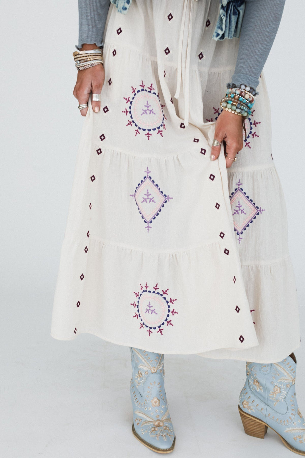 Dolly Embroidered Cowboy Boot - Blue