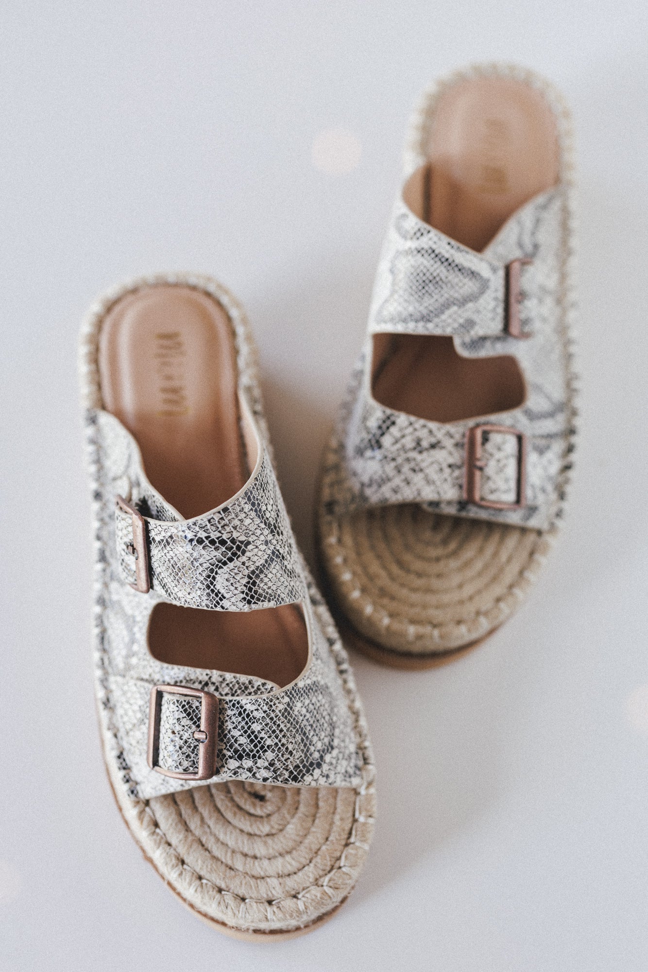 Charmer Animal Print Buckle Sandals - Gray