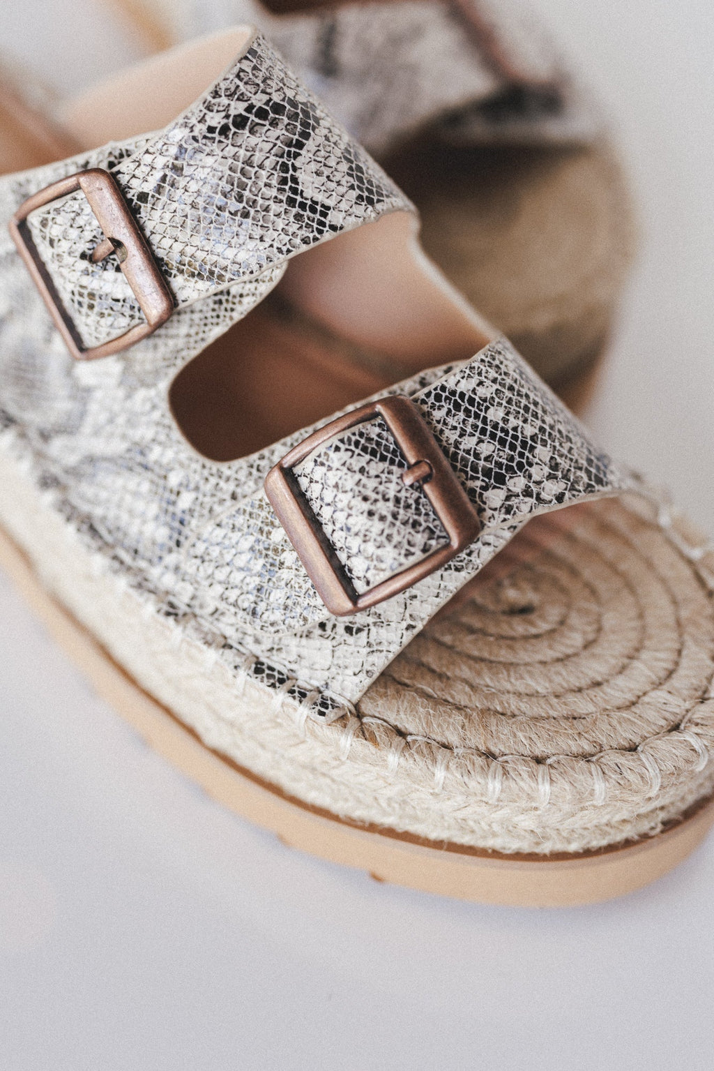 Charmer Animal Print Buckle Sandals - Gray