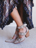 Dustbuckle Triple Belt Heels - Beige
