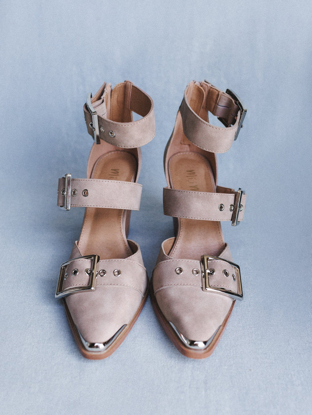 Dustbuckle Triple Belt Heels - Beige