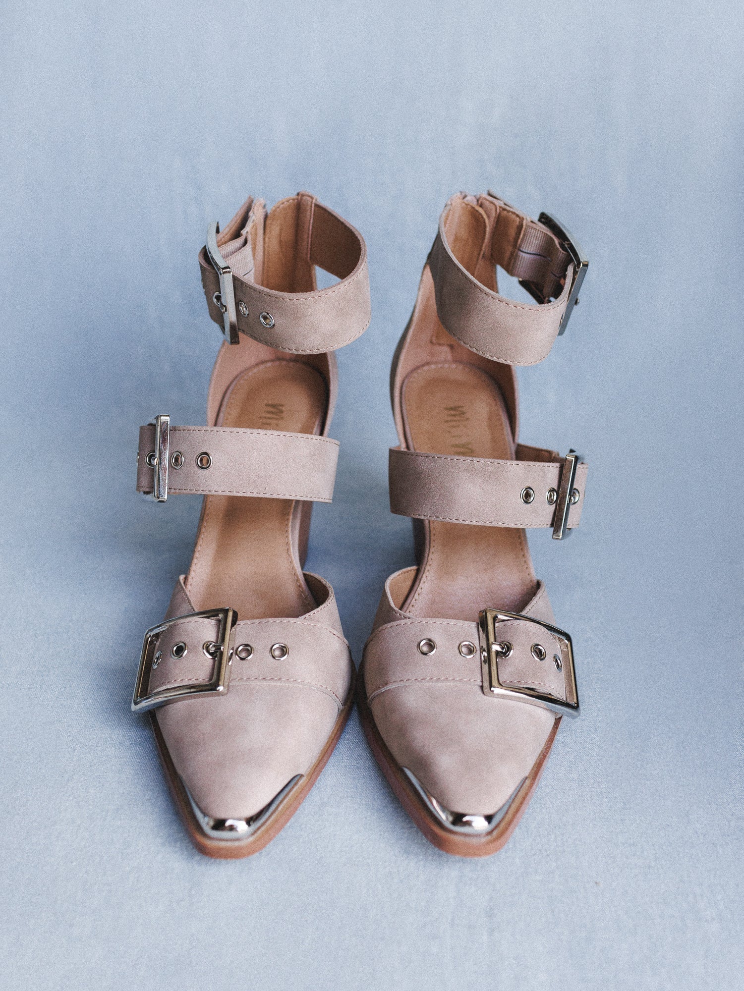 Dustbuckle Triple Belt Heels - Beige