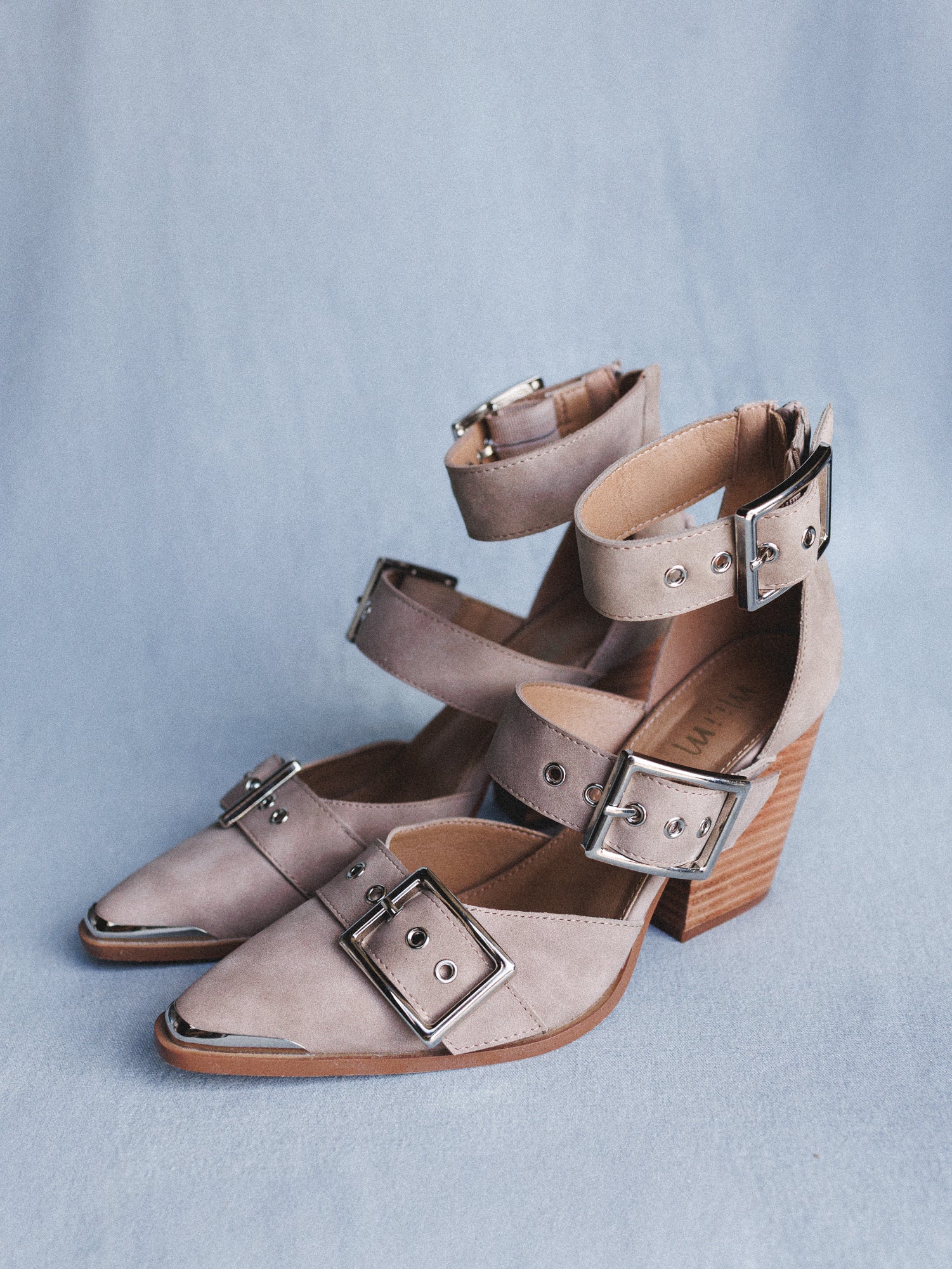 Dustbuckle Triple Belt Heels - Beige