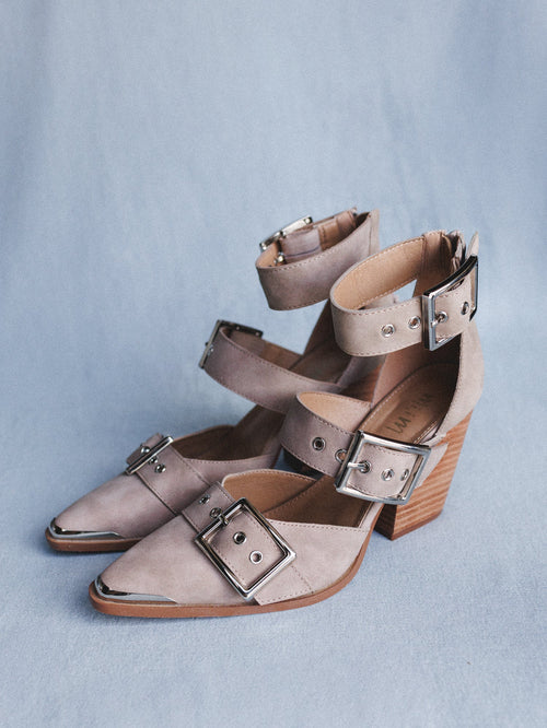 Dustbuckle Triple Belt Heels - Beige