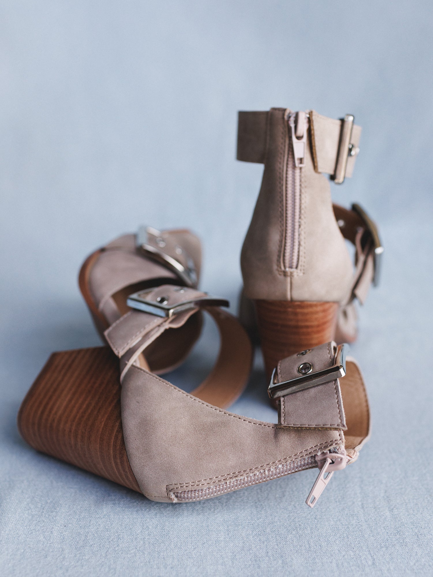 Dustbuckle Triple Belt Heels - Beige