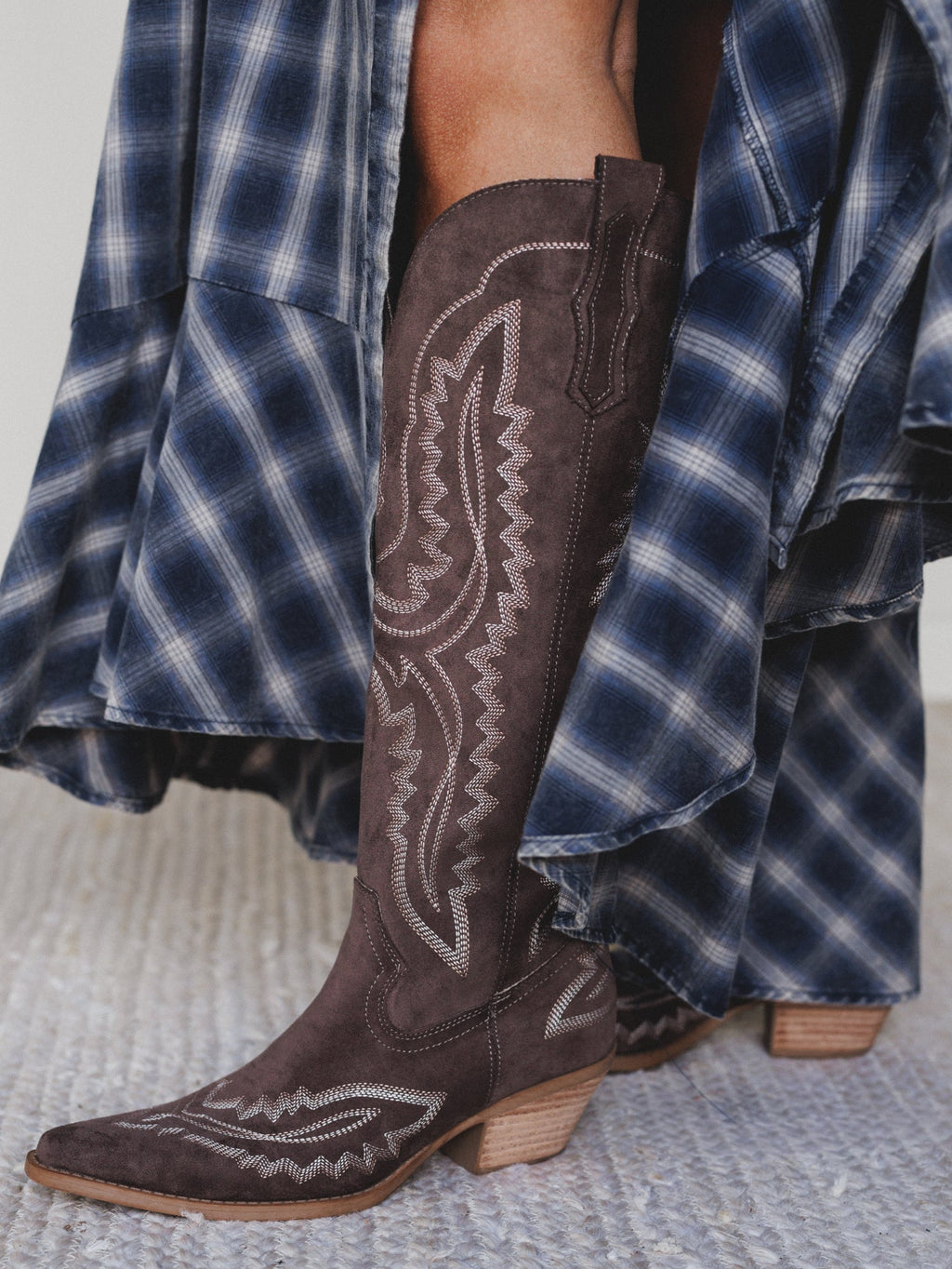 Tess Western Boots - Dark Brown