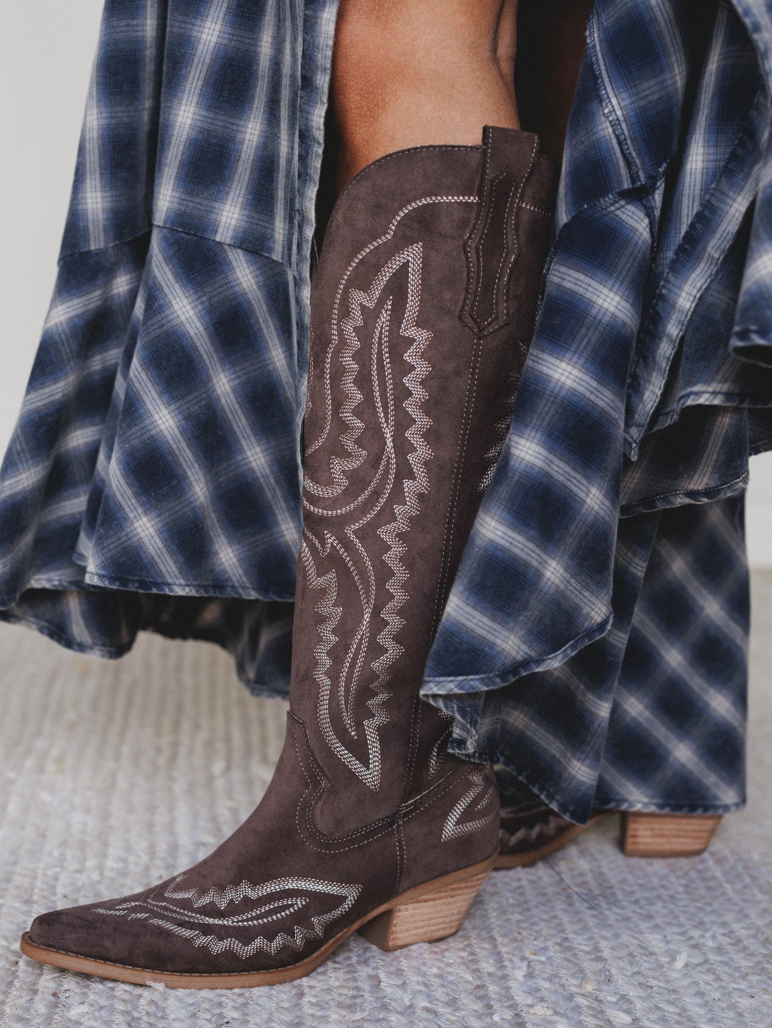 Tess Western Boots - Dark Brown