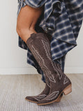 Tess Western Boots - Dark Brown