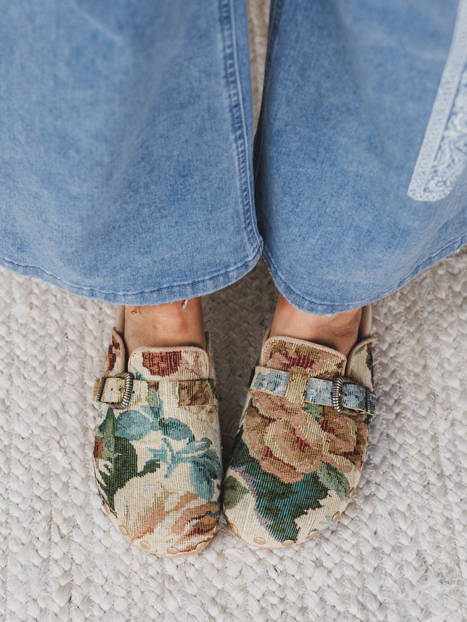 Toni Floral Slip On Mules - Floral Tapestry