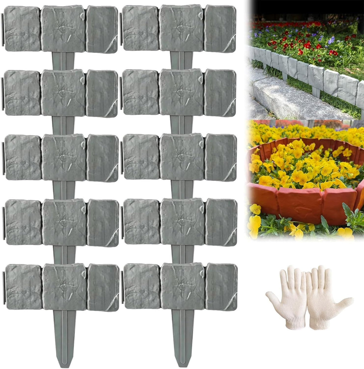 🔥LIMITED TIME 60% OFF! 🏡Imitation Stone Garden Fence - DIY Garden Edging Border🌿✨