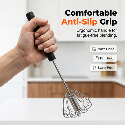 Stainless Steel Hand Egg Beater | Effortless Whisking – No Batter Splatter, Dishwasher Safe & Built to Last