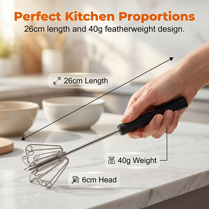 Stainless Steel Hand Egg Beater | Effortless Whisking – No Batter Splatter, Dishwasher Safe & Built to Last